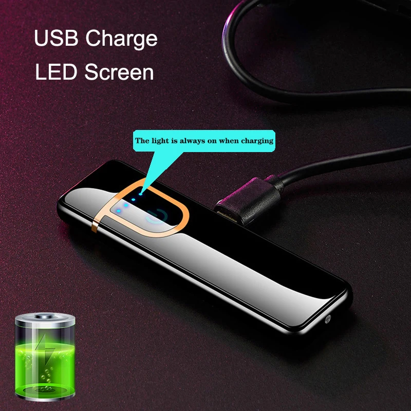 USB Умная Электронная зажигалка ветрозащитная металлическая зарядка