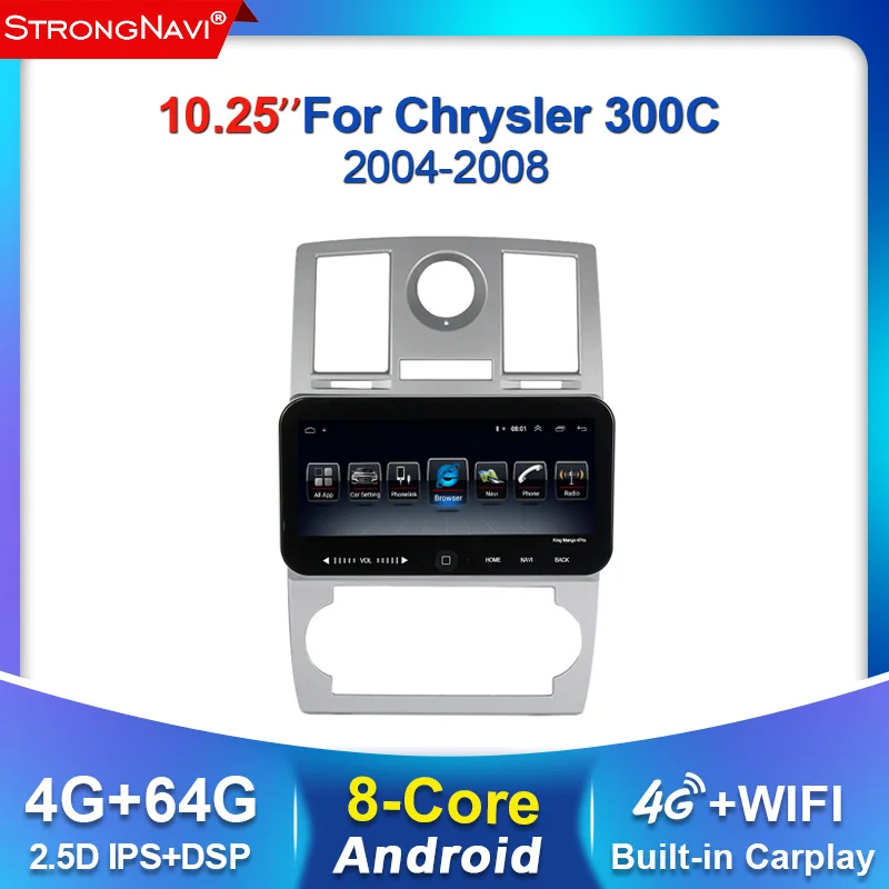 10 25 'ɺndroid 4 + 64G Автомобильный gps dvd радио плеер для chrysler 300C 2004- 2011 Радио