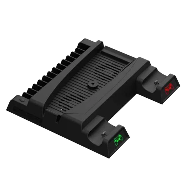 

Вертикальная подставка для вентилятора PS5, аксессуары для PS5, зарядное устройство для двух контроллеров, зарядная станция со светодиодной п...