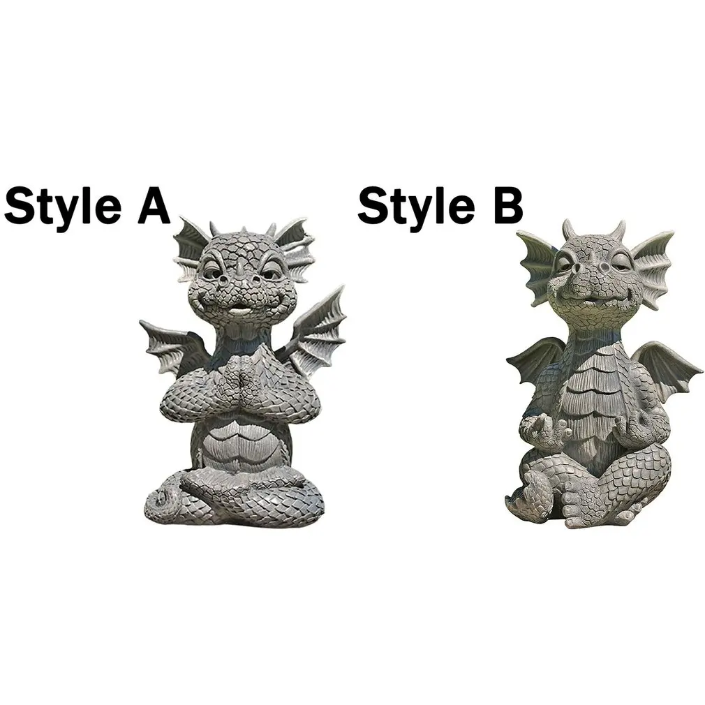 

New Baby Dragon Garden Sculpture Decoration Adorable Yoga Dragon Resin Statue Home Outdoor Decoration Ornaments Pacific Giftware