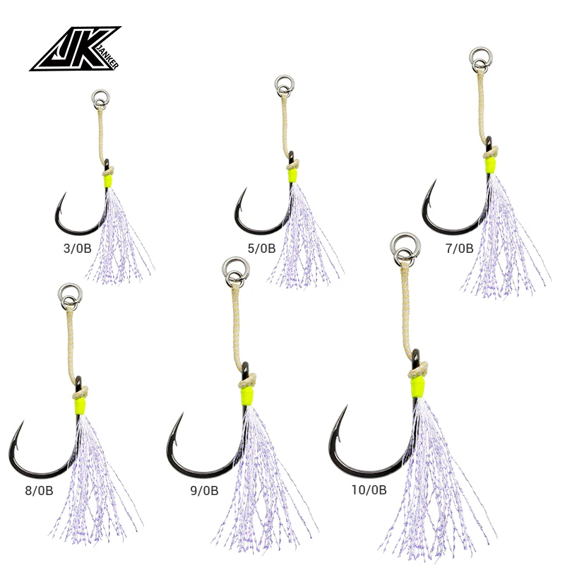 JK PAS-B Fishing Single Assist Hook Set 3/0 5/0 7/0 8/0 9/0 10/0 Fishhook Hooks  Boat Fishing Accessories