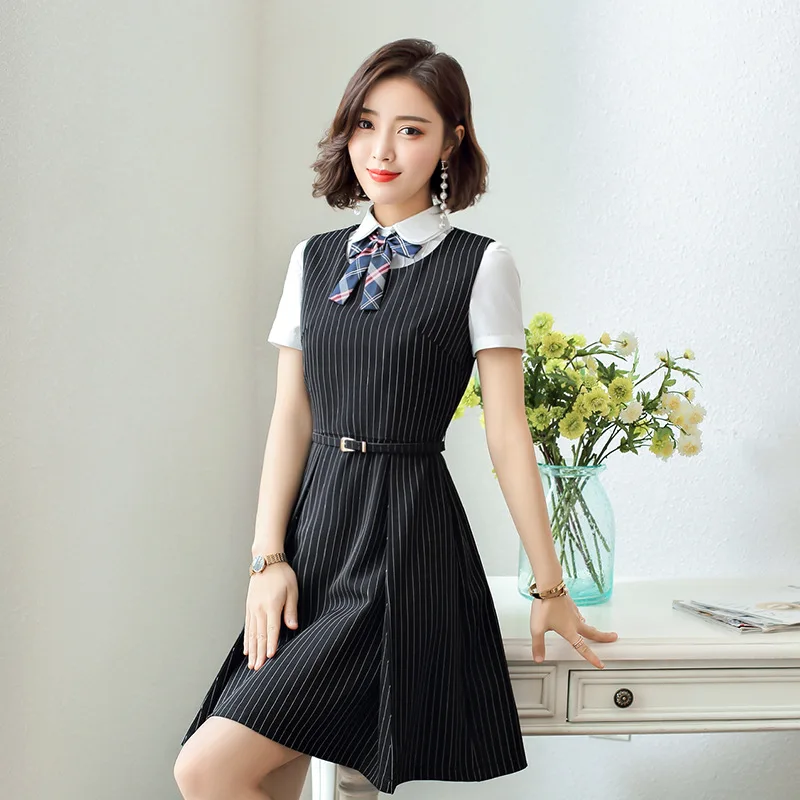 Женское плиссированное платье Lenshin без рукавов с V-образным вырезом в полоску