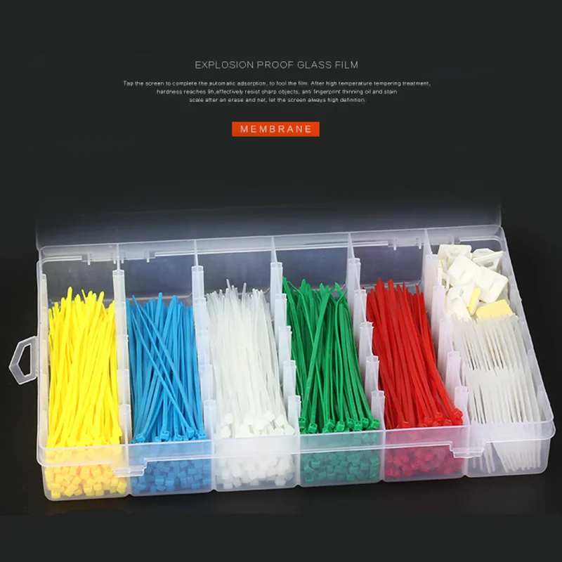 

500 шт./кор. 150 мм самоблокирующиеся Нейлоновые кабельные стяжки 5 цветов Пластик молния галстук-бабочка с 40 шт, 20*20 присоски "сделай сам"