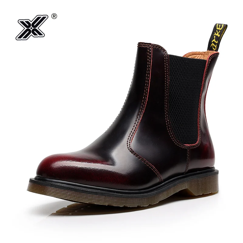 X/брендовые красные ботинки Челси на платформе без шнуровки в стиле ретро мужская