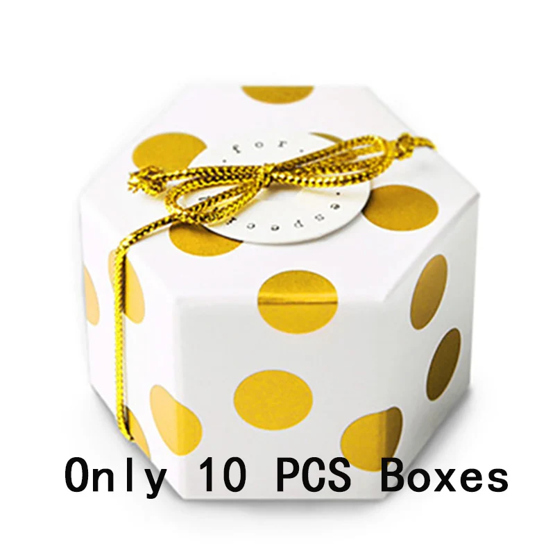 10pcs gold dot Подарочная коробка в полоску и горох Boite Dragees Bonbonniere, упаковка, свадебные подарочные коробки для конфет, торта, вечерние шоколадные сумки - Цвет: 10pcs gold dot