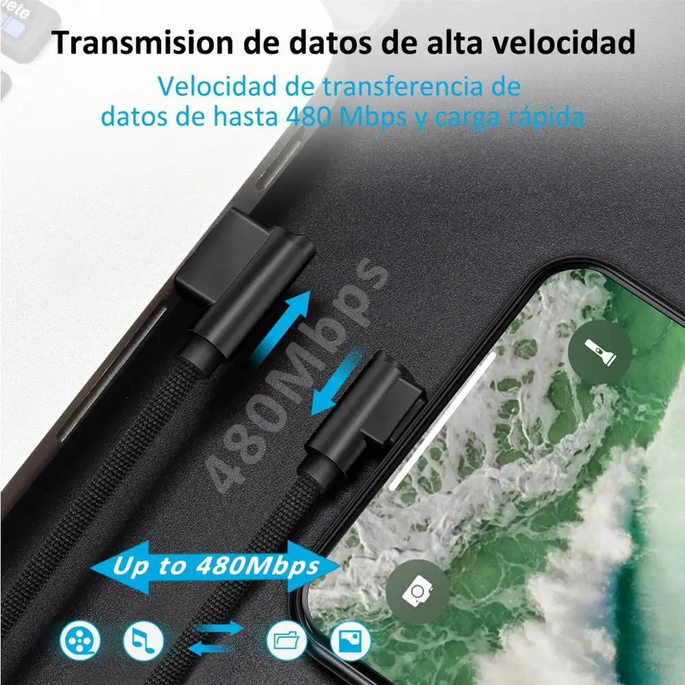 90 градусов USB зарядное устройство L Тип Быстрый кабель для iphone Xr Xs Max 8 7s 6 plus 6s 5 5S se