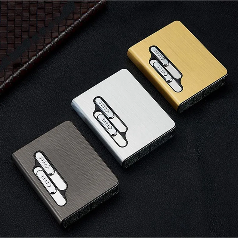 Портативный USB чехол для электронной сигареты с двойной дуговой зажигалкой 20 шт держатель для сигарет usb зарядка Зажигалка гаджеты для мужчин