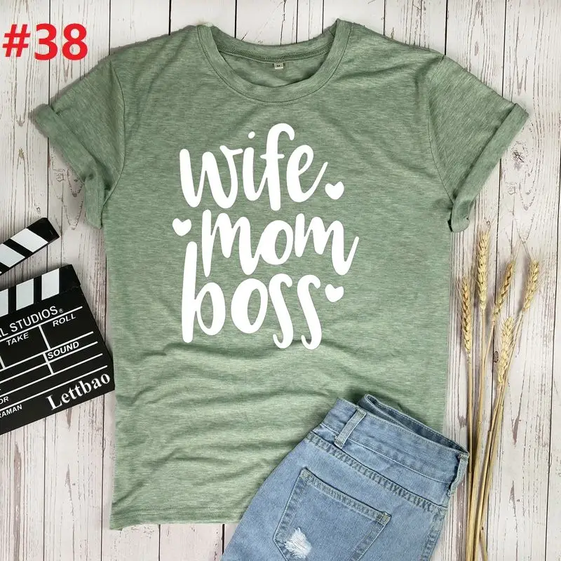 Жена мама Boss размера плюс женские футболки с принтом в виде букв футболка