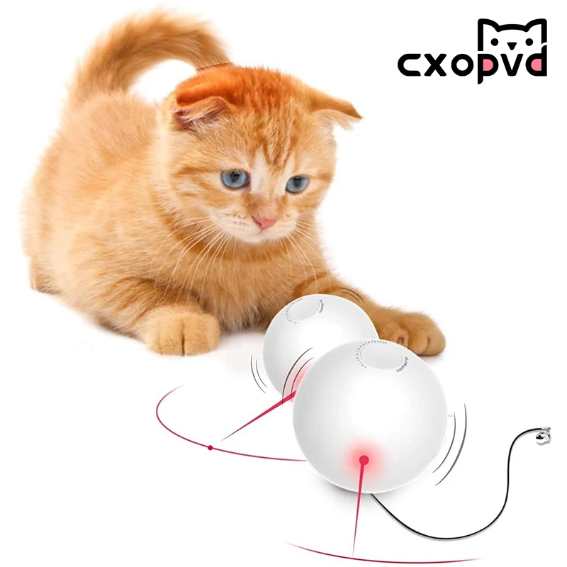 

Automatic Smart Cat Toys Ball Interactive Catnip USB Rechargeable Self Rotating Colorful Led Feather Bells Toys for Cats Kitten