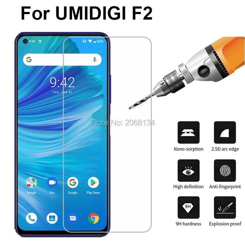 

20pcs tempered glass for umi umidigi f2 glass cover 9h front guard phone film for umidigi f2 6.53" glass screen protector