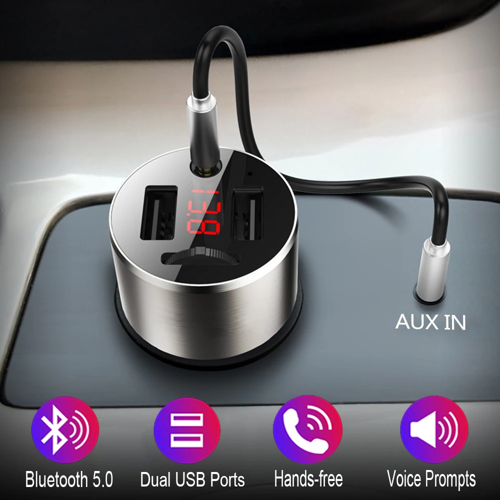 Автомобильный FM трансмиттер JINSERTA с Bluetooth 5 0 и двумя USB портами|FM-трансмиттеры| |