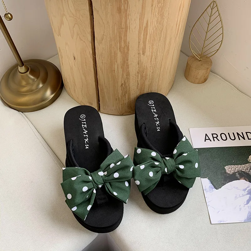 

Slippers Women Summer Female Shoes Slides Rubber Flip Flops Butterfly-Knot On A Wedge Med 2021 Beach Hawaiian Butterfly-knot Pol