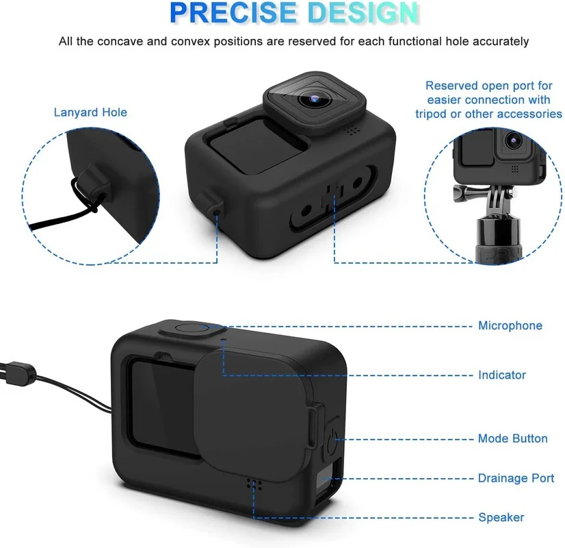 Набор аксессуаров для спортивной камеры GoPro Hero 9 силиконовый чехол Защитный 6 шт.