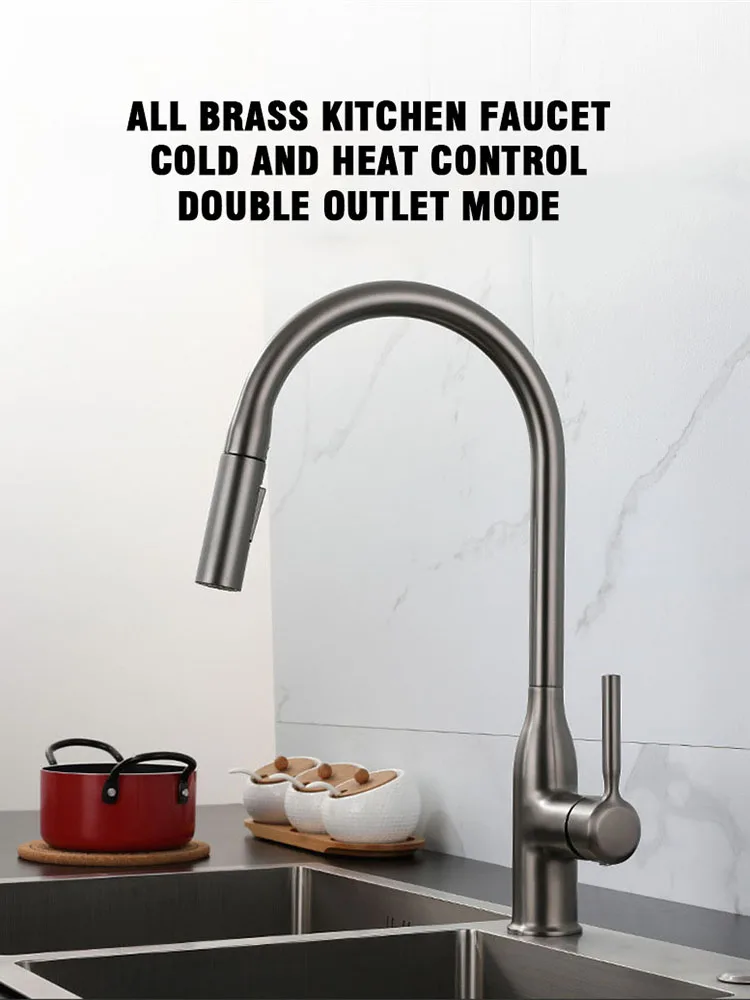 

Кухонный высококачественный недорогой латунный выдвижной смеситель для раковины холодный и горячий двойной контроль поворотный кран серы...