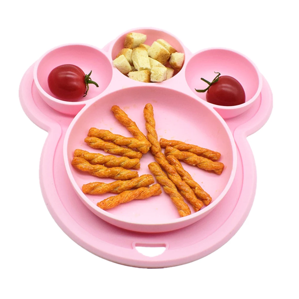 Детская силиконовая тарелка не содержит Бисфенол А мультяшная Медвежья Лапа