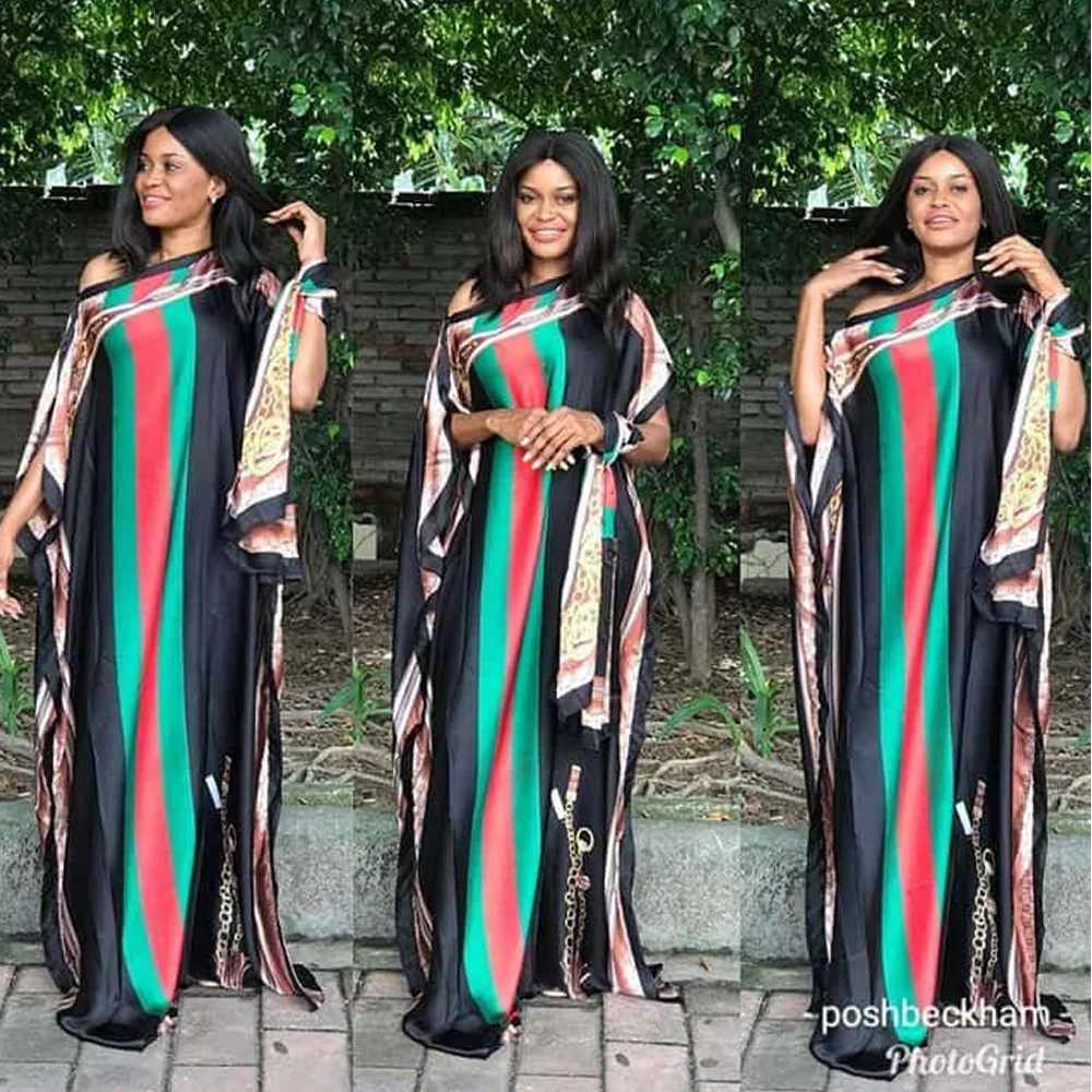 Африканские платья для женщин 2020 Популярные атласные шелковые летние женские в