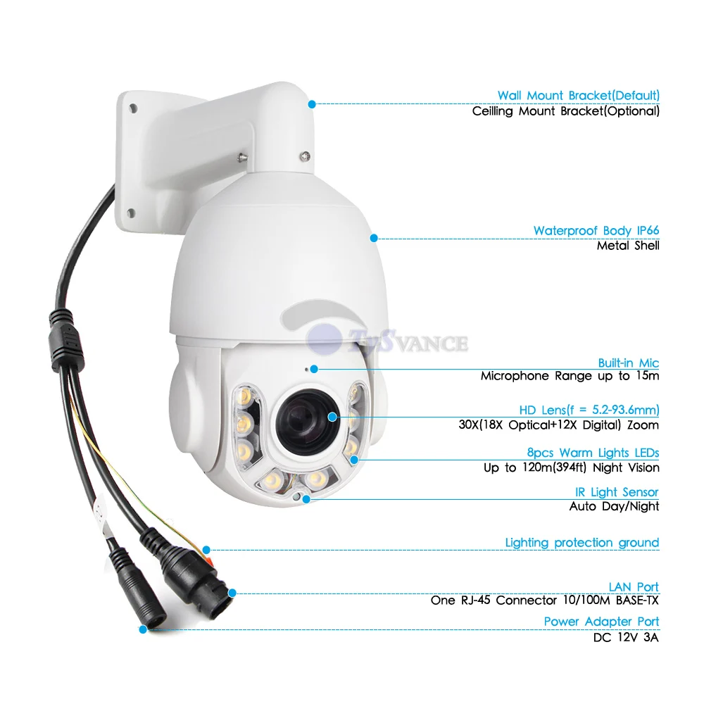 AI автоматическое слежение за 5MP PTZ IP Камера POE 30X с переменным фокусным расстоянием