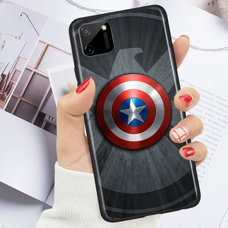 

Captain America shield Marvel for OPPO Realme V15 X5 X3 X50 X7 X2 C17 C11 C3 C2 7 7i 6 6S 6i 5 3 2 Pro Soft Black Phone Case