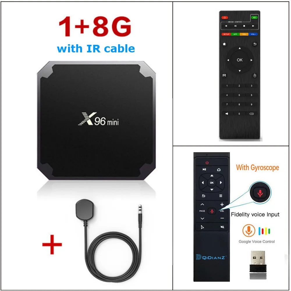 1G8G VOICE CONTROL 10 шт./лот, новинка, Android 9,0x96, Мини ТВ приставка, 2 ГБ, 16 ГБ, Amlogic S905W, четыре ядра, 2,4 ГГц, WiFi, медиаплеер, телеприставка X96mini - Цвет: 1G8G VOICE CONTROL