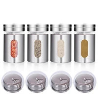 250ml spice jars sealed cruet stainless steel spice tins spice seasoning containers jars lid spoon for spices bottles kitchen