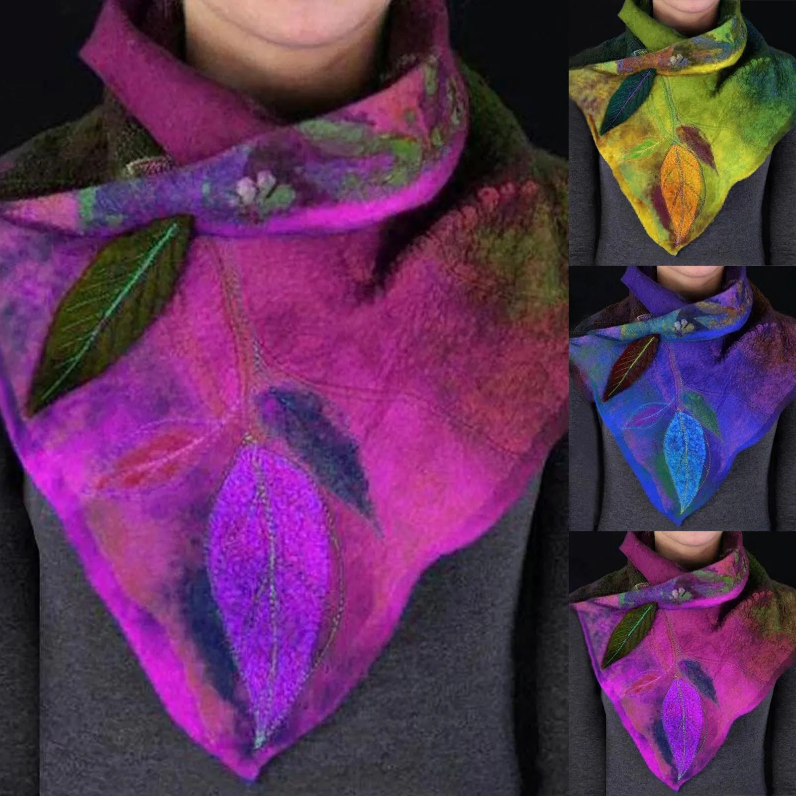 2020 New Scarf Women's Warmth In Autumn and Winter Vintage Leaves Print Scarves Shawl Lady Shawls And Wraps Neck |