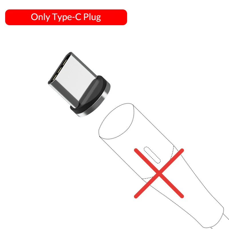 Only USB-C Plug TOPK AM60 3A 3-го поколения, светодиодный кабель для быстрой зарядки, магнитный кабель Micro usb type C для iPhone 11X8 7, usb-кабель для зарядки и передачи данных - Цвет: Only USB-C Plug