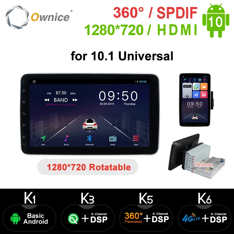 Автомобильный стереопроигрыватель Ownice k3 k5 k6 1280*720 10 1 дюйма Android 0 1din 2 din