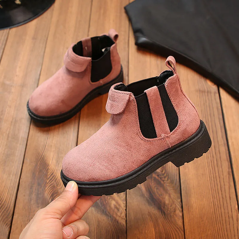 Pink VFOCHI/модные детские ботинки «Челси» для девочек; мягкая Нескользящая Уличная обувь для девочек; детская повседневная обувь; зимние ботинки на плоской подошве для девочек - Цвет: Pink