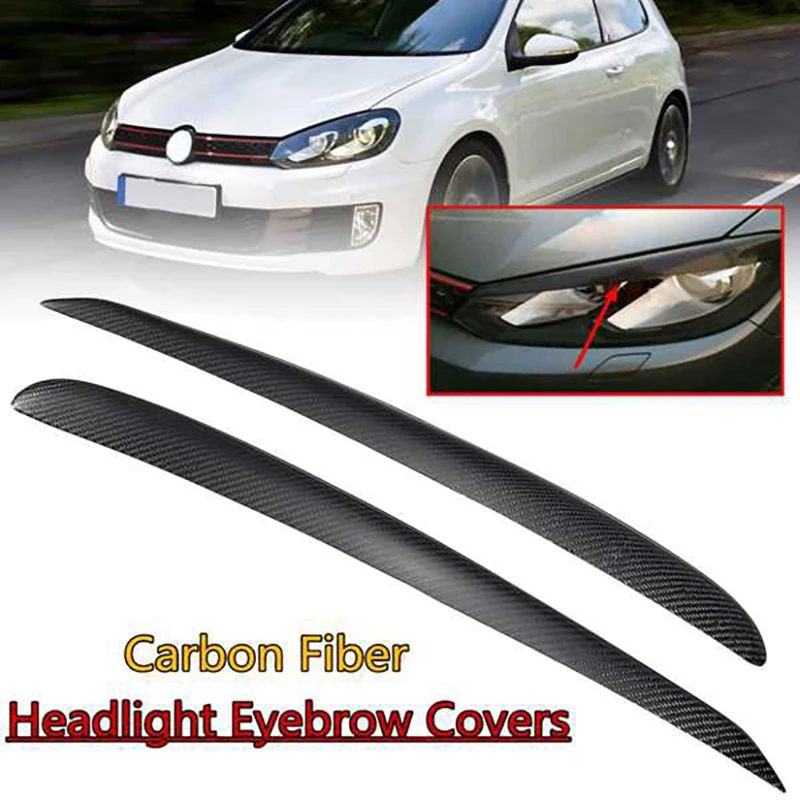 

Car Headlight Eyebrow Eyelids 100% Carbon Fiber Stickers Trim Cover for-GOLF 6 MK6 2008 2009 2010 2011 2012 2013