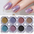 8 шт.компл., лазерный холо-порошок для ногтей, акриловый Блестящий Блеск для ногтей, блестящий хром, пигмент, сделай сам, дизайн ногтей