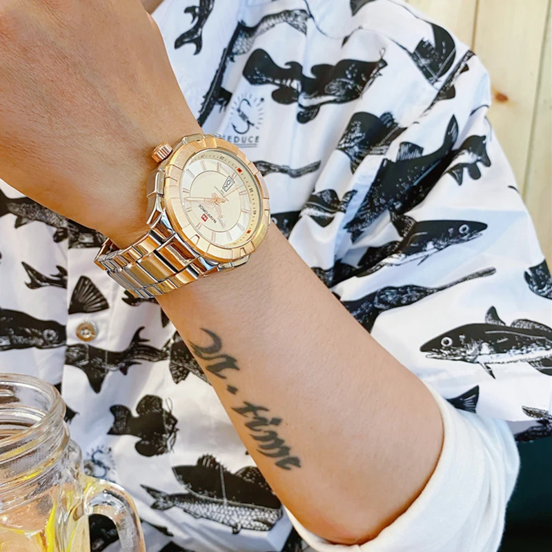 Часы наручные NAVIFORCE Мужские кварцевые роскошные брендовые водонепроницаемые