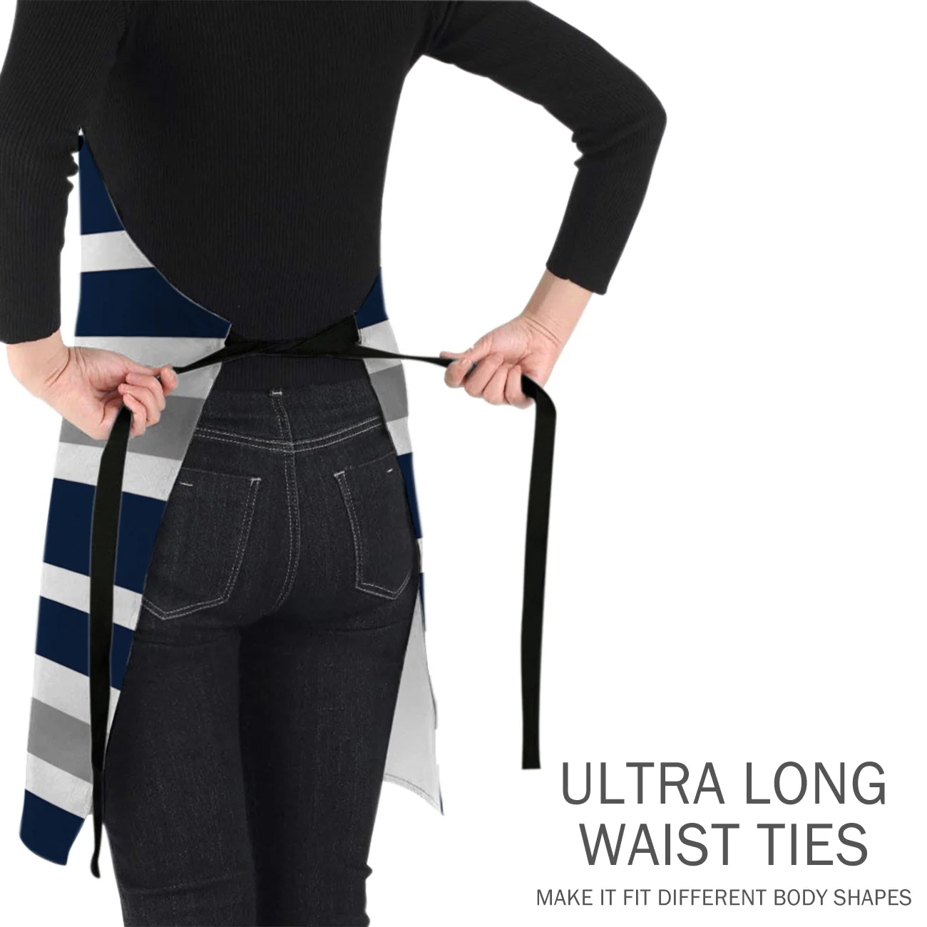 Кухонный Фартук в полоску синий белый серый Регулируемый нагрудник для барбекю