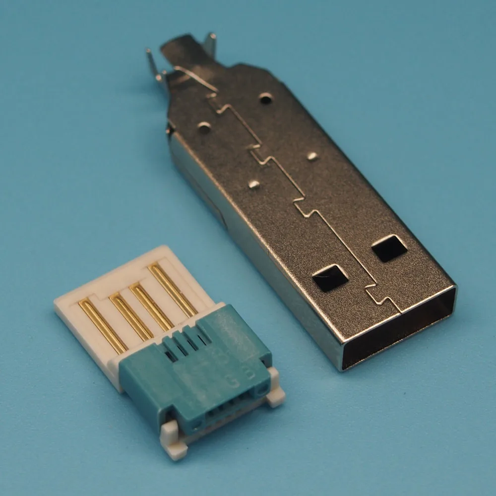 10 компл. 2 в 1 USB A штепсельная вилка Без припоя длинный металлический корпус пресс