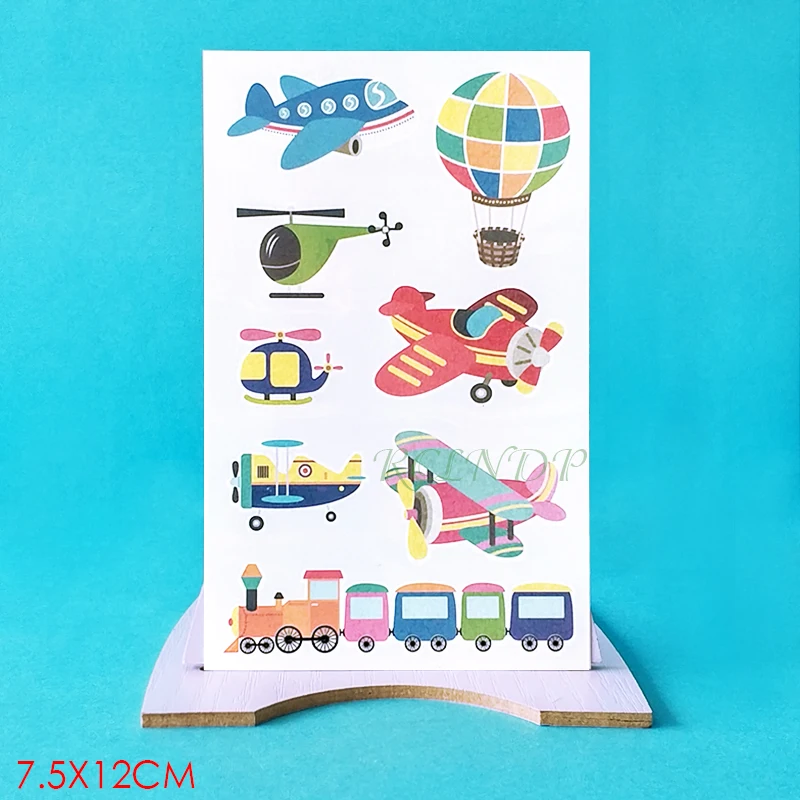 Водонепроницаемая Временная тату наклейка самолет воздушный шар Поезд флэш