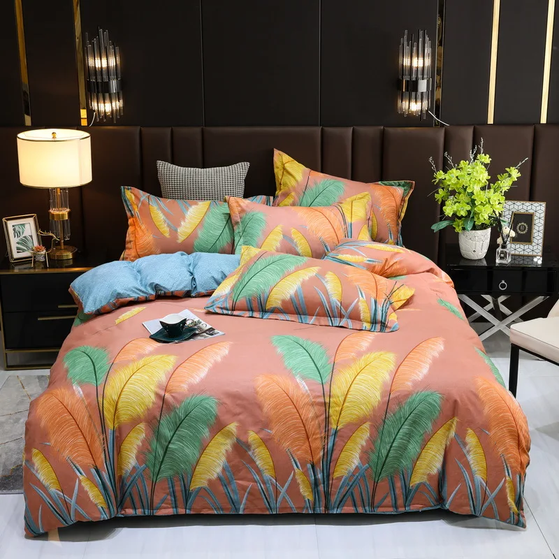 

Large Version Leaf Youthful Style Home Textile Duvet Cover Bed Sheet Pillow Case Single Double Queen King For Home Bedding Set