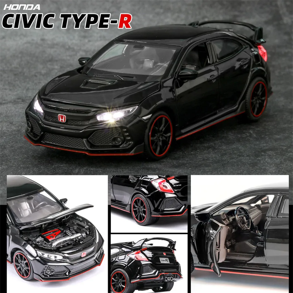 

1:32 CIVIC TYPE-R Car Metal Alloy Cars Model Super Car Diecasts toy Vehicles Miniature Scale White Pull Back Car Toys for kids