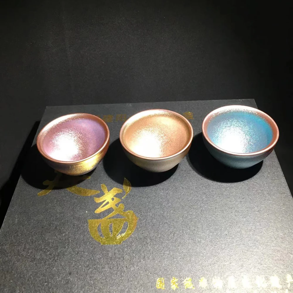 Jianzhan Giftbox 6 шт. красочная маленькая чашка Tenmokus Китайская традиционная фарфоровая