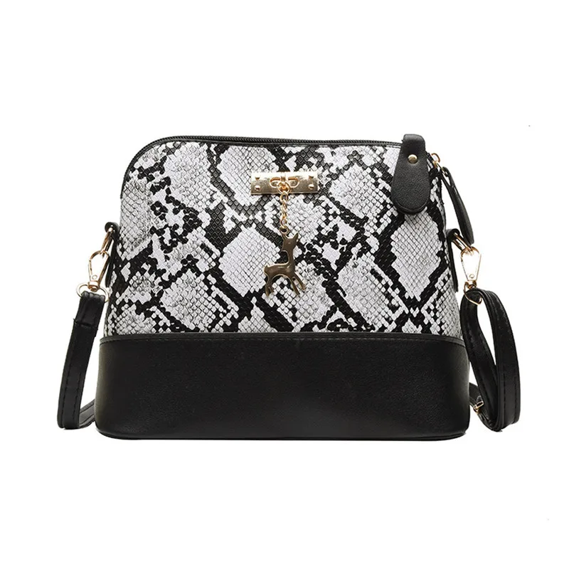 Gray Snakeskin Модные женские элегантные панельные из искусственной кожи декор в виде оленя сумка на плечо змеиный принт Женская сумка через плечо - Цвет: Gray Snakeskin