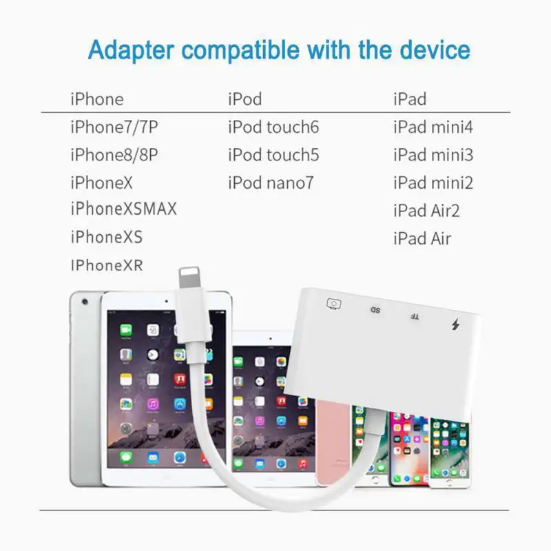 Fiuzd 4 в 1 для подключения Lightning к камере комплекты SD/TF/USB адаптер чтения карт OTG