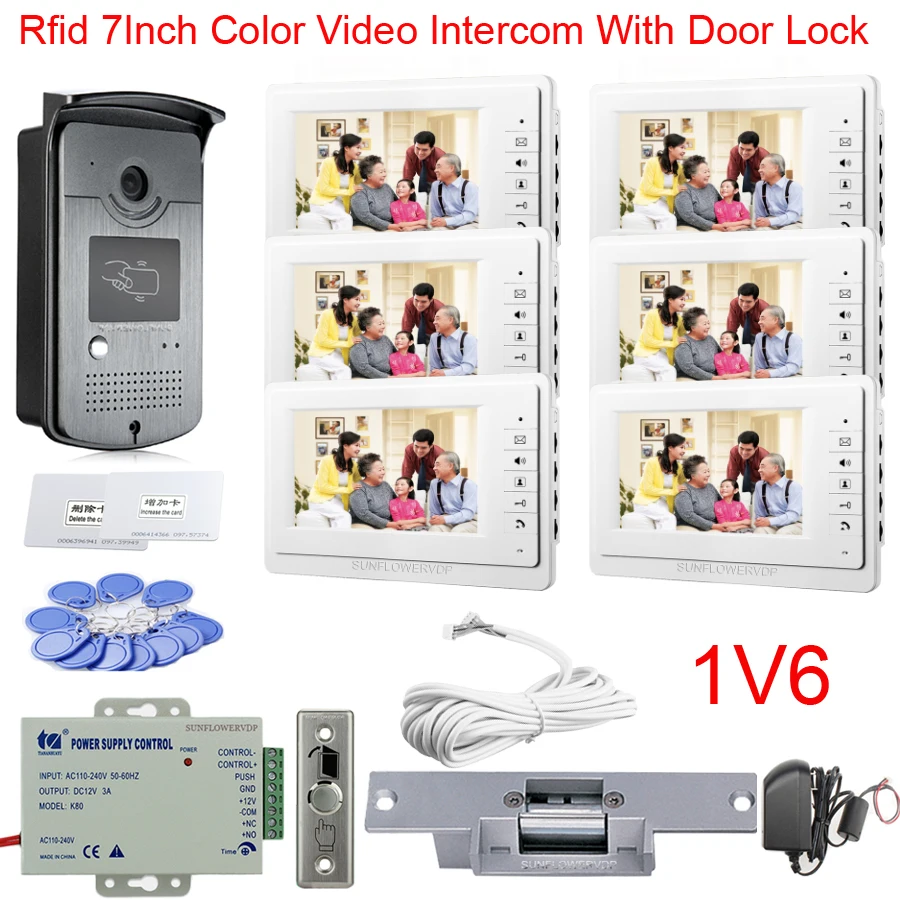 Rfid карты камера видео телефон двери 7 дюймов цветной монитор ворота домофон с