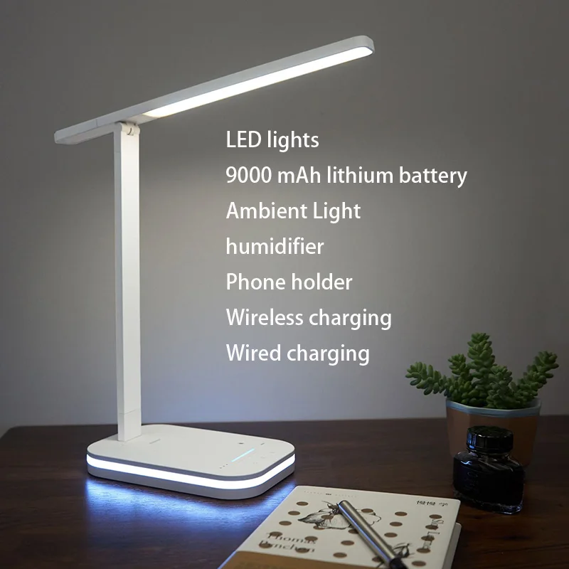 

Настольная лампа для умного дома, увлажнение, Беспроводная зарядка, светодиодная лампа для защиты глаз для учеников, обучающая лампа для чт...