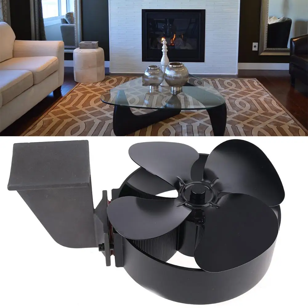 

Quiet Wall Mounted 4 Blade Stove Fan Fireplace Fire Heat Power Saving Eco Fan