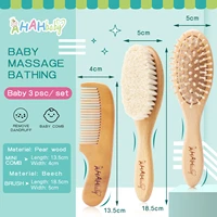baby hair brush personalized logo wood hair brush and comb set for newborn portable pocket baby brush goat bath brush for kids