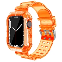 band for apple watch transparent bracelet 41 45mm for apple watch series7 6 5 4 band wrist strap with durable watch case