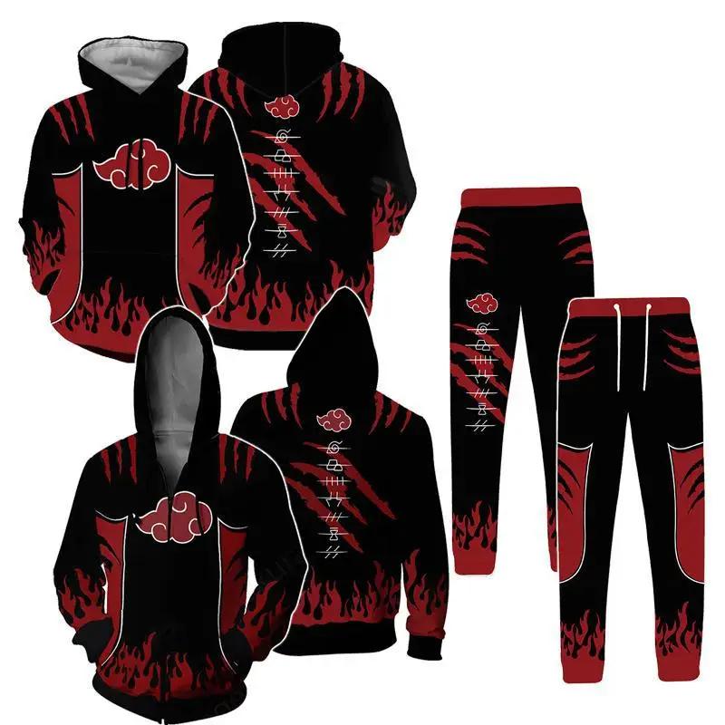 Костюм для косплея аниме Акацуки 3D толстовки свитшот футболка брюки костюмы