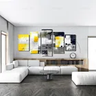 Абстрактная живопись серии черно-белые желтые в серых цветах, декоративная живопись для гостиной, набор из пяти предметов для гостиной, домашней стены