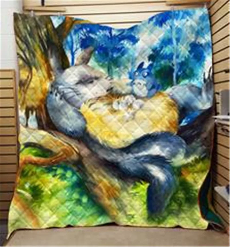 3D My Neighbor Totoro Quilt Digital Printed Cartoon Bedspread Summer Blanket Bed Spreads Fashionable Quilts For | Дом и сад