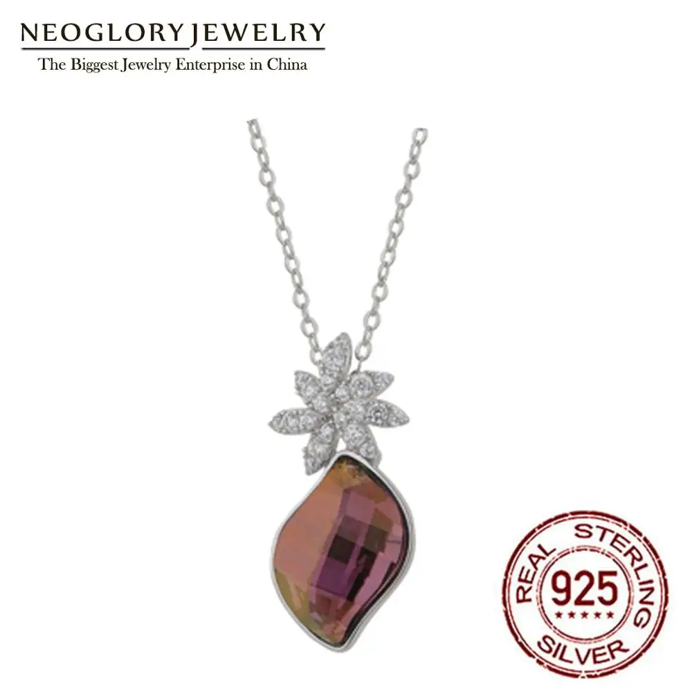 

Neoglory S925 Sterling Silver With Purple Crystal Pandent For Women Embellished With Crystals From Swarovski Mother’s Day Gif