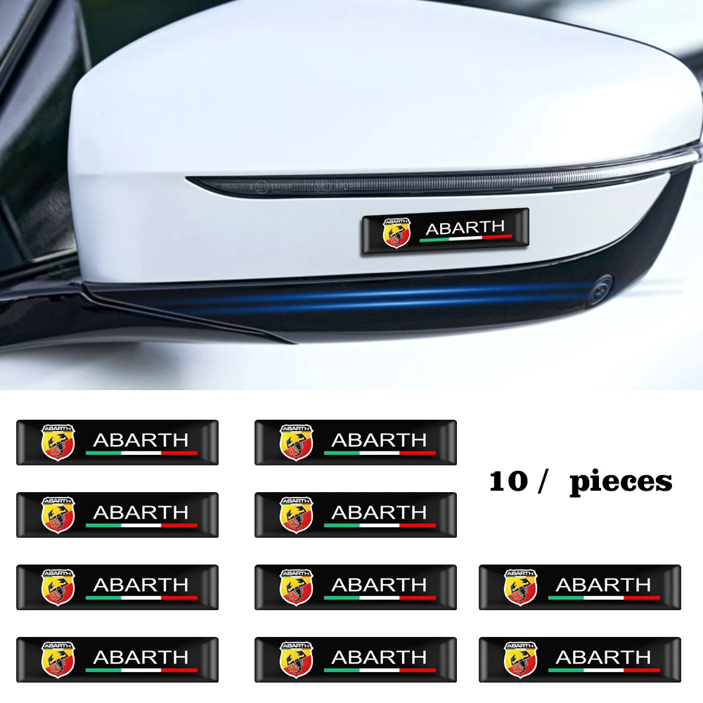 

10PCS 3D Car Styling Abs Epoxy Resin Emblem Badge Sticker Decals Long Decorative For Abarth 500 Stilo Ducato Palio Bravo Doblo