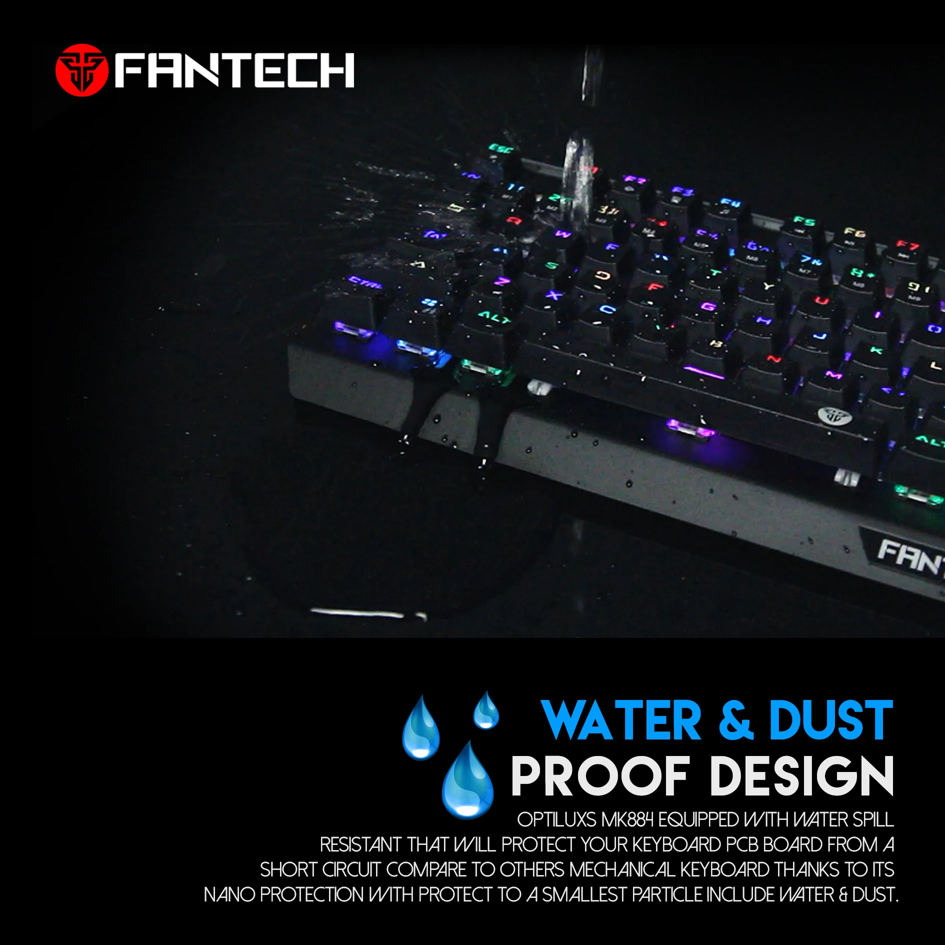 Игровая клавиатура FANTECH MK884 RGB все кнопки без коллизий английская